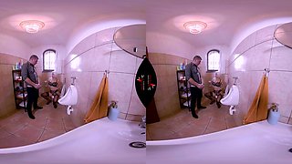 Toilet Tramp - Big Tit Blonde Pornstar Jerks Off A Guy In The Bathroom Voyeur 3d Porn
