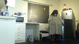Ebony BBW Masturbating While Doing Home Chores