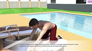 Stepbrother's Wife Jennifer Gets Sunscreen Massage with John's Bulge Pressing Her Butt - Uncensored HD