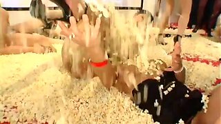 Wild party with amateur babes getting down and dirty in public