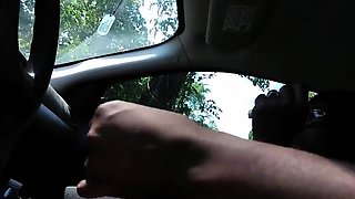 Black Amateur Granny in a Car Shows Her Big Boobs
