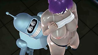 Leela Takes Bender's Cream in Futurama 3D Porn - Robot Fetish Fun