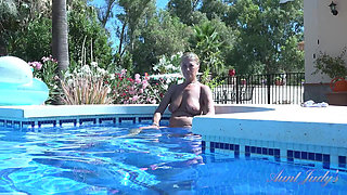 Auntjudys - Horny 64yo GILF Mrs. Marta Gets Naughty by the Pool