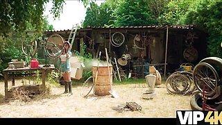 Brunette action with femme fatale miss from VIP 4K