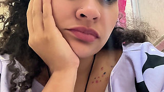 Gassy Milk-intolerant Girl on the Toilet and Farting