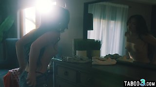 Old prof surprising a petite asian teenage