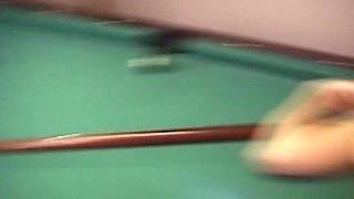Brunette German Doll Sucks Dick by the Pool Table