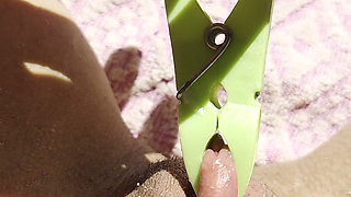 Inserting a Small Cup Into the Wet Pussy