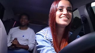 Hot Brazilian Redhead Gets Caught Jerking Off in Uber - Real Car Sex & Public Fuck!