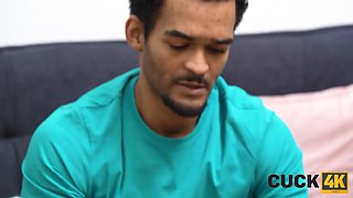 Cuck4k. pregnant blondie with cute natural figure is fucking a stranger in front of her hubby