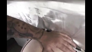 Step mom gets stuck under the bed looking for sex toy, step son gives her a toy of his own!