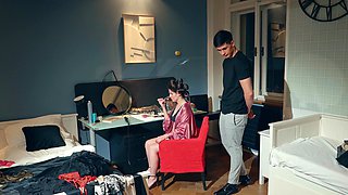 Hot mature Gina in sexy lingerie and stockings, enjoying intimate moments