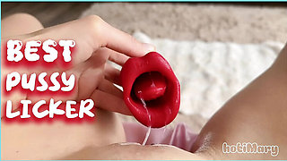 Hot Mary's Horny Teen Pussy Licked by Toy - Wet Cunnilingus Orgasm