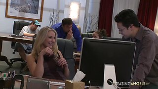 Hardworking secretary gets rewarded with a big dick