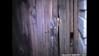 Blonde teen whore gets fucked hard outdoors doggystyle