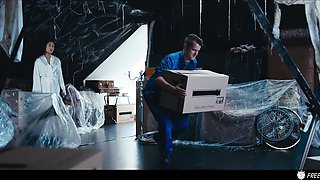 Hot thai girl froze in place for a lucky guy to have fun with her pussy