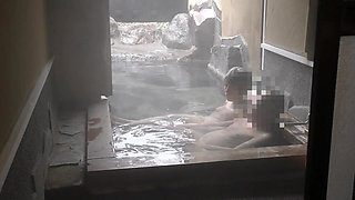 Mature Couple at Hot Spring Inn, Outdoor Cunnilingus, Blowjob