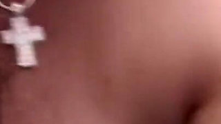 Lucky hairy brunette gets two big cocks in threesome bang