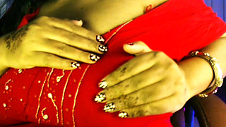 Pregnant lady playing with boobs.