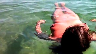 Naked Swimming MILF at the Beach