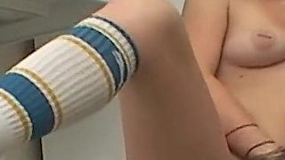 Redhead with Big Tits Is Horny in the Office and Pleasures Herself with a Dildo