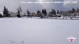 Nippleringlover Horny Milf Pissing In Snow Flashing Pierced Pussy Extreme Stretched Nipple Piercings