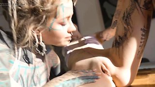 TwoTattooed Lesbian Anal Gape and Squirt and Big Toy