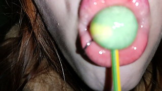 My mistress licked the chupa chups thinking it was a dick