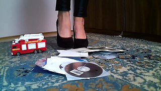 Princess Kimberly crushes your toy cars and dvds! NO AUDIO