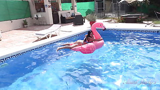 AuntJudys - Hot Spanish MILF Linda Del Sol Plays in the Pool