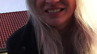 German Blonde Girl Lisa Pick up and Talk to Risky Fuck in Car at Public Place