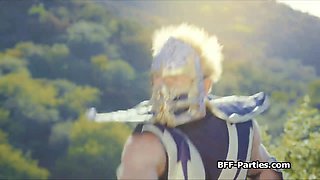 MK cosplay foursome with spicy girlfriends