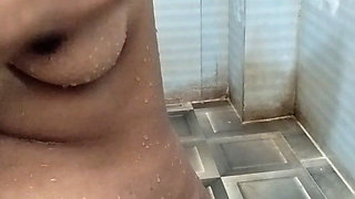Indian Aunty Shaved and Bathing Alone, Steamy Bathroom Scene
