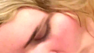 Hot Blonde Sucks Cock and Takes Nectar on Her Face and Tits in the Sauna Shower