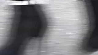 Public High Heels Walking, Worn Pantyhose and Foot Play
