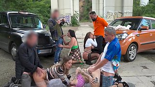 Fake Taxi - hard rough outdoor Orgy with Eden Ivy, Rebecca Volpetti, Lady Gang and Jennifer Mendez