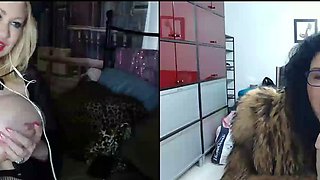 Brunette dominatrix punishes big boobed blonde Bibi Miami