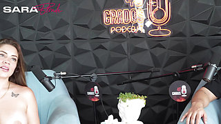 TV Interview Ends Really Bad, Blowjob And A Lot Of Cum - SARA BLONDE