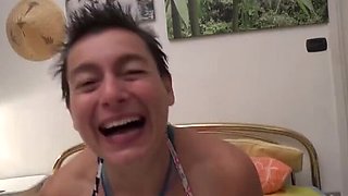 Mature Italian Slut Takes Two Young Cocks Hardcore