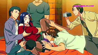 Busty Wife Loves The Foursome With Her Husbands Friends - HQ Hentai ( ENG SUB )