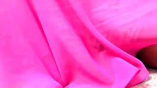 Busty ladyboy in white skirt plays with her small dick till