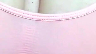 Bbwbootyful playing with my big boobs in work toilet