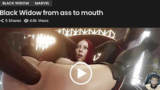 Black Widow Ass to Mouth with Large Cock, Alex Chen Blowjob Throat Creampie, Saga Threesome