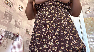 Step Sister Without Panties in Mini Dress