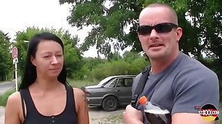 Tattooed German Babe with Dark Hair Fucking Near the Lake