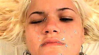 Amateur facial on teen with glasses