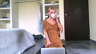 Big Boobed Blonde Masturbates With A Dildo In The Bathroom