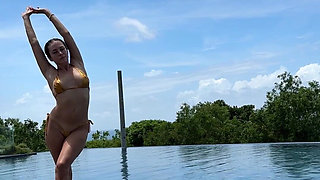 Teasing at the Pool in Micro Bikini, Swimming
