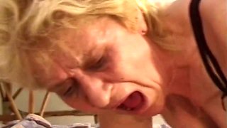 Horny Old German Granny Gets Her Hairy Pussy Destroyed