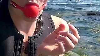 Ball Gag & Flooded Dive Mask - Wetsuit Beach Fun